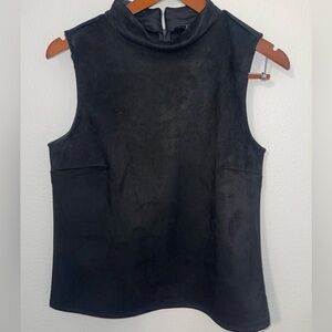 Black Suede Sleeveless Women's Top